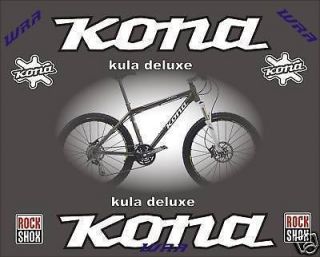 Kona 2010 Kula Deluxe Mountain Bike Frame Stickers