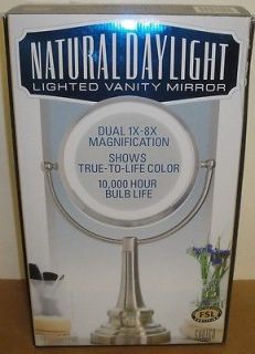 NEW IN BOX! Sunter Natural Daylight Lighted Vanity Mirror 1X to 8X 