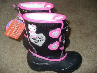 Hello Kitty Girls Black Winter Snow Boots Shoes Size 13