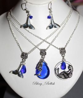 Free Gift* H2O Just Add Water Mermaid Tail Blue Crystal Pendant 