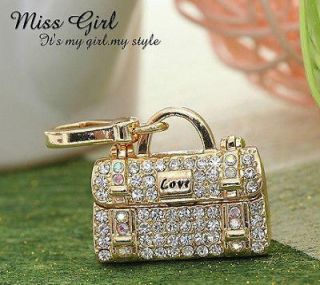   Crystal Gift GOLD Purse Handbag Designer Charms Pendants Keychains