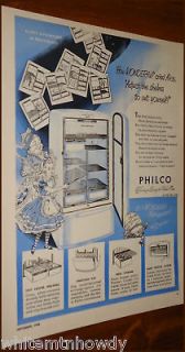 1949 PHILCO REFRIGERATOR Kitchen AD~Alice in Wonderland