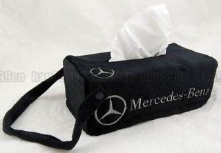   Benz Auto Home Bath Tissue Box Cover Holder Case w/Strap Black SB70