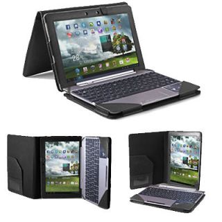Black Leather Keyboard Pouch Folio Stand Case Cover for ASUS 