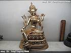   Pure Bronze 24K Gild exquisite Green TaRa Padmapani Kwan Yin Buddha