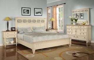 French Cottage Chic White King Size Bed Bedroom Furniture