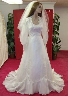Alfred Angelo Organza & Alencon Lace Vintage Wedding Gown SZ 10   MSRP 