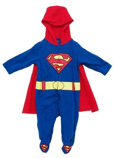 Superman DC Comics Newborn One Piece Coverall Costume With Cape