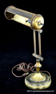 Vintage Brass Underwriters Laboratories Portable Student Desk Lamp 