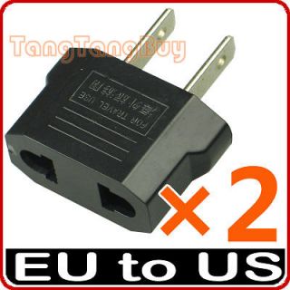 New 2x EU EUROPE to US USA Travel Power Plug Outlet AC Converter 