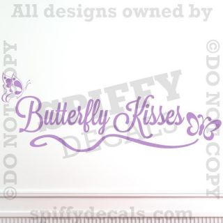 Butterfly Kisses Nursery Room Quote Vinyl Wall Decal Sticker Decor Art