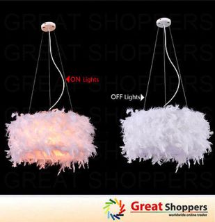   Feather Shade Ceiling Light Pendant Lamp Fixture (White/ Diff. Color