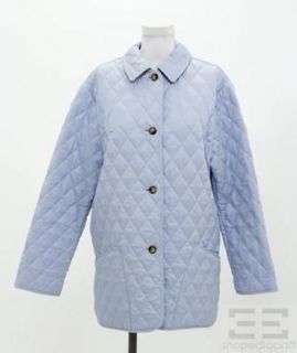 Burberry Periwinkle Blue Quilted Button Front Jacket Size Small