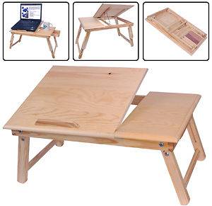   Tilting Wood Laptop Stand Table Read Car Bed Book Tray Notebook Desk