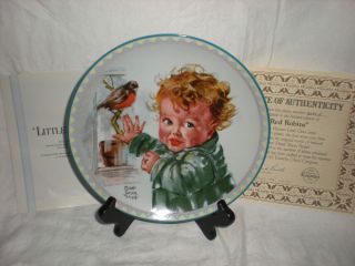   Tousey Fangel LITTLE RED ROBINS Knowles Porcelain Collector Plate NIB