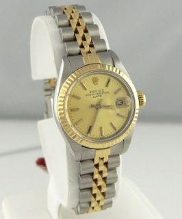 LADIES 1983 VINTAGE ROLEX DATE TWO TONE GOLD DIAL WATCH 26mm 8mil 6917