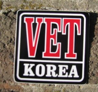 USA , helmet sticker VET KOREA red white letters Korean War conflict ,