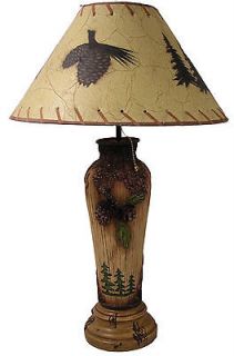 Pinecone Table Lamp light Unique log cabin decor rustic matching vase 