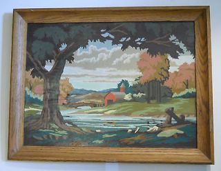 Vintage Paint by Number Painting PBN Early Autumn OAK FRAMED 24x18