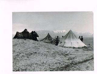   1920s Iranian Highlands Workers w/ Yurt Tents Winter Landscape Photo