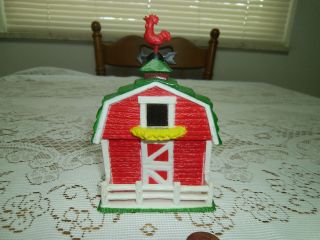 Large Rubber Vinyl RED BARN WITH PICKET FENCE & WEATHER VANE 