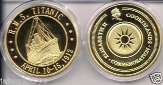 TITANIC R.M.S.~WORLDS LARGEST SHIP ~24KT GOLD COMMEMORATIVE COIN