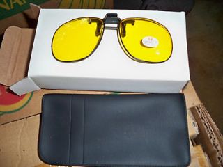 LOT 6 X LARGE NIGHT DRIVING CLIP ON YELLOW SUN GLASSES