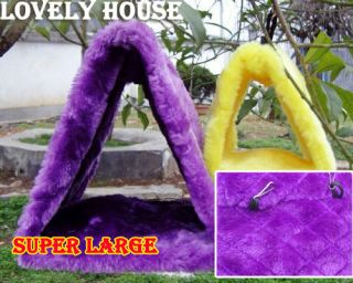 Super Large Bird Cave Cage Hammock / Parrot Toy Plush Yellow/Purple