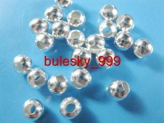 Free ship 200pcs silver plating Round Spacer Bead 6mm