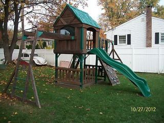   Wood Leisure Time Product Swing Set Swingset Playset w/Sand box