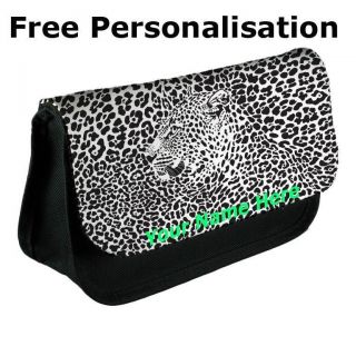 Personalised Leopard Print Pencil Case Make Up Bag