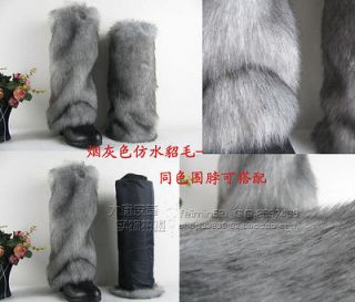 Fashion 40cm gray women faux fur leg warmer Muffs boots shoes sleeves 