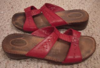 Dr. Scholls Red Leather Sandals   Dolly   Size 8