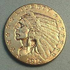 1915 Gold $2.50 Quarter Eagle, Indian Head coin  *XF*   jewelry piece 