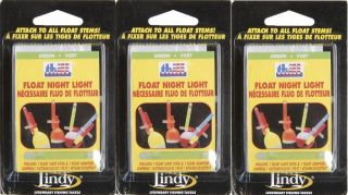 Three Lindy Thill Glow Stick Float Night Lights To Float Stems Green 