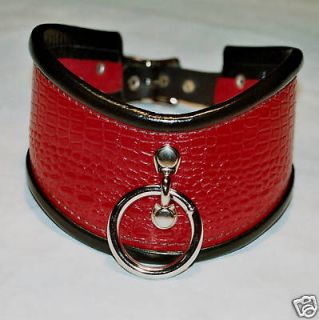 Posture Collar, Black Leather, Lined, with Patent Leather Trim Posture 