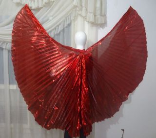 Petite Kids Lame Belly Dance Custome Isis Wings Red 48 Inches 