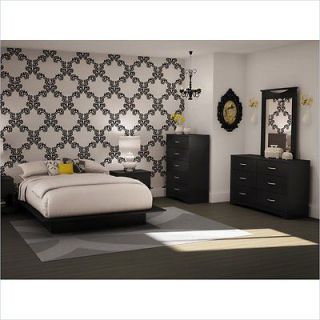 South Shore Maddox Full/Queen Black Wood Platform Bed 5 PC Bedroom Set