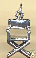 Sterling Silver charms, 3D DIRECTORS CHAIR charm movie maker seat wood 