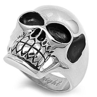 Mens New Stainless Steel Large Skull Biker Ring   Sizes 9 15