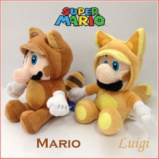   Mario 3D Land Plush Tanooki Mario & Kitsune Luigi Character Toy Teddy