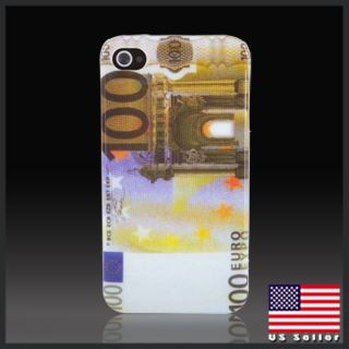 FOR IPHONE 4 4G 100 EURO NOTE MONEY CASH HARD CASE COVER