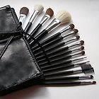   Black Make Up Brush Case Bag Holder Roll W Cosmetics Full Size Brushes