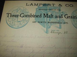 1890s LAMPERT Malt & Grain Cleaner Letterhead BREWERY