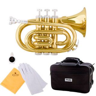 Mendini MPT L Mini / Pocket Trumpet ~Gold Lacquered