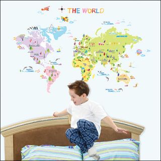 WORLD MAP Removable Art Deco Mural Wall Sticker PS58200