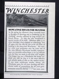 1905 WINCHESTER Lever Action Repeating Rifles magazine Ad Varmint 