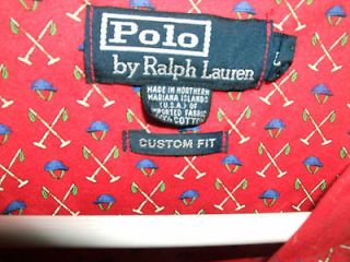 Ralph Lauren Polo Mens Custom Fit Shirt Polo players helmets mallet 