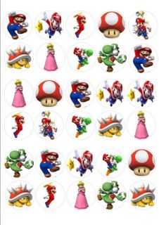 30 x SUPER MARIO MIXED IMAGES EDIBLE CUP CAKE TOPPERS 115