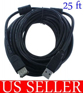 25 FT High Speed USB 2.0 Extension Cable Black for PC Laptop Cord(U2A1 